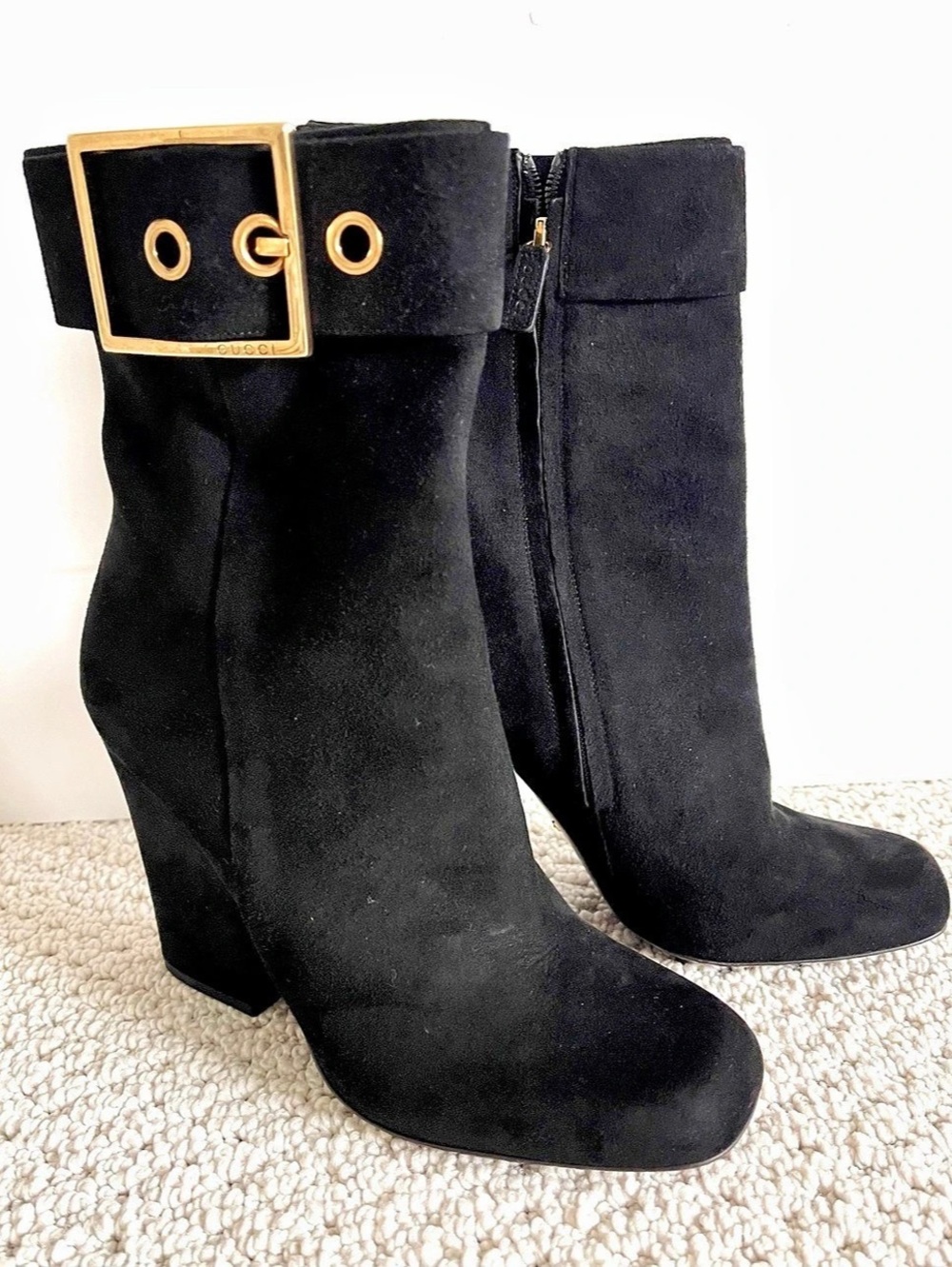 Gucci Kesha Suede Ankle Boots Black